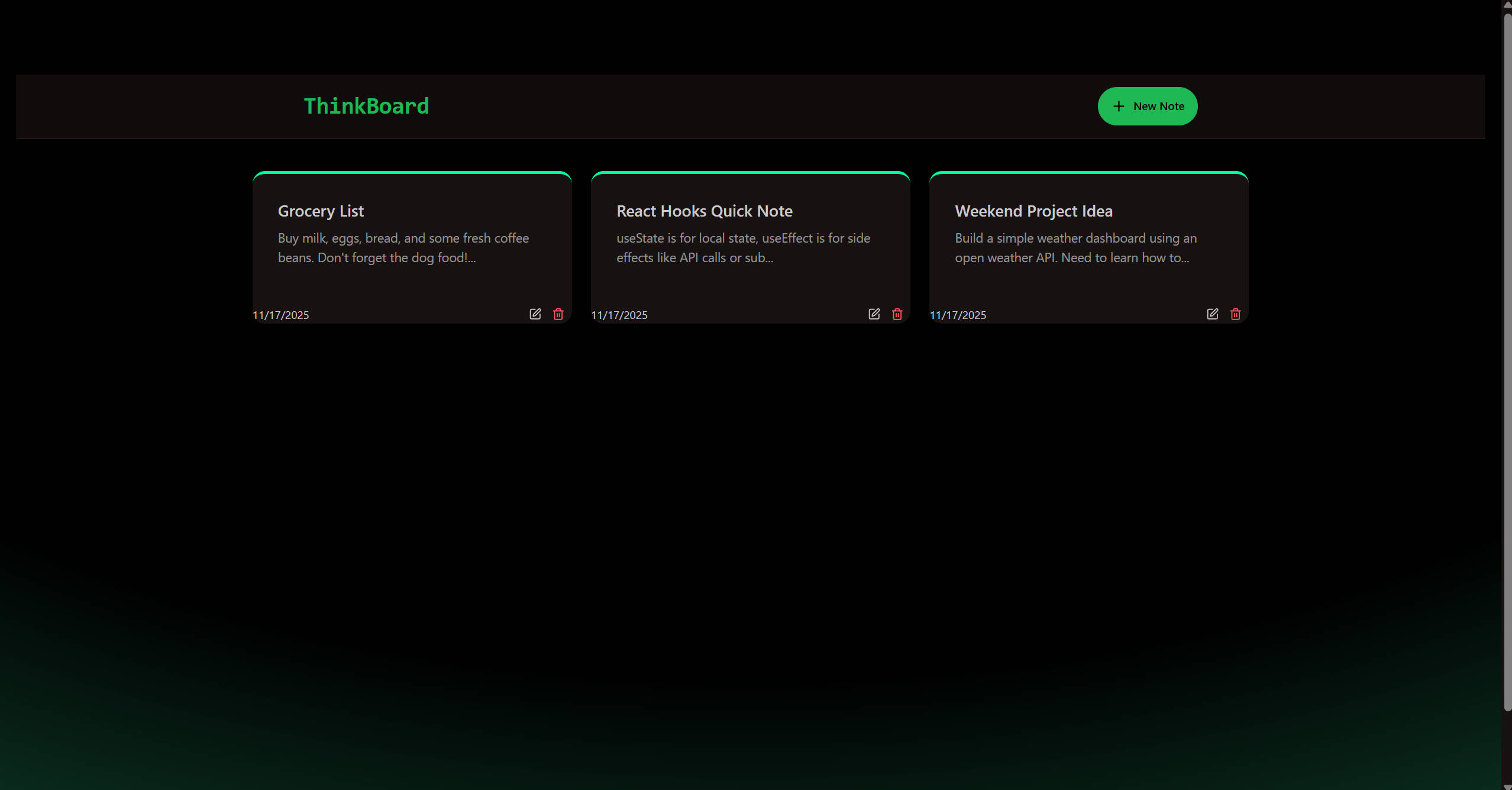Full stack note application.